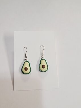 Avocado Dangle Earrings - Green Cream Avocado Design